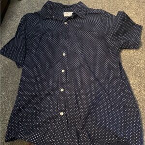 Old Navy Men's Dark Blue Polka Dot Shirt